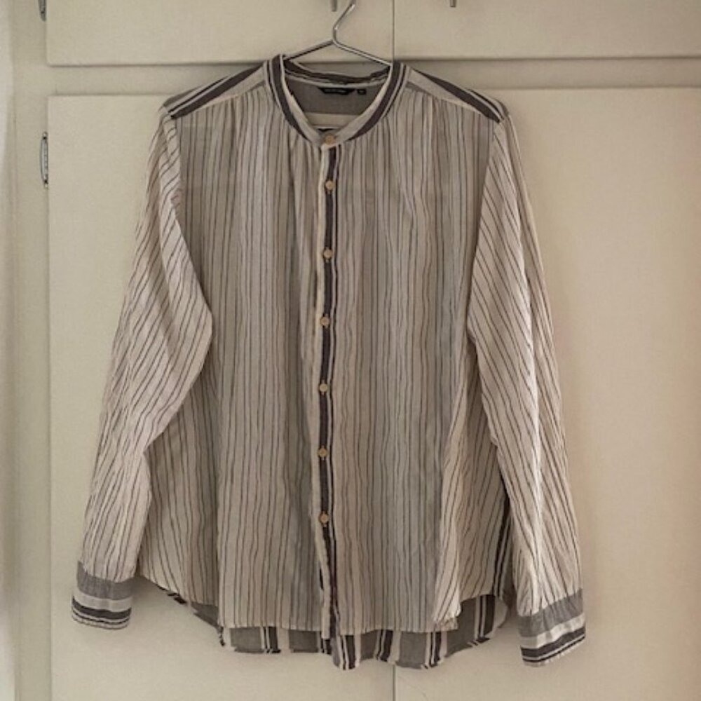 Pas de Calais cotton contrasting stripe shirt size 40 Japan fabric +made